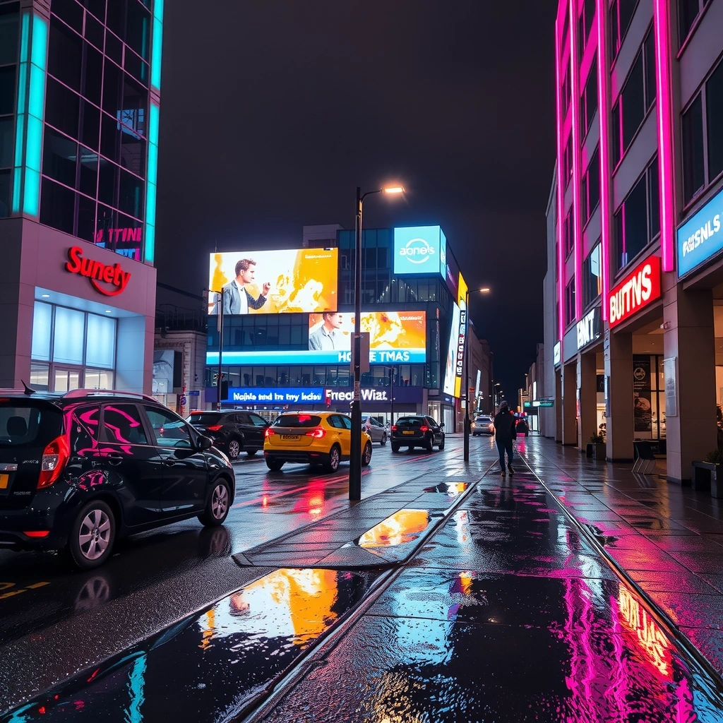 Abstract neon London cityscape background